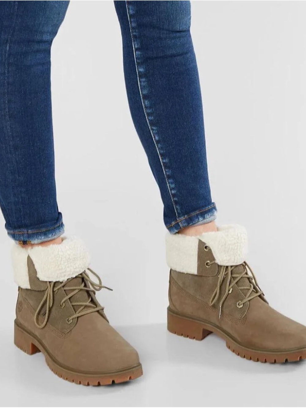 Timberland Taupe Sherpa-Lined Lace-Up Ankle Boots